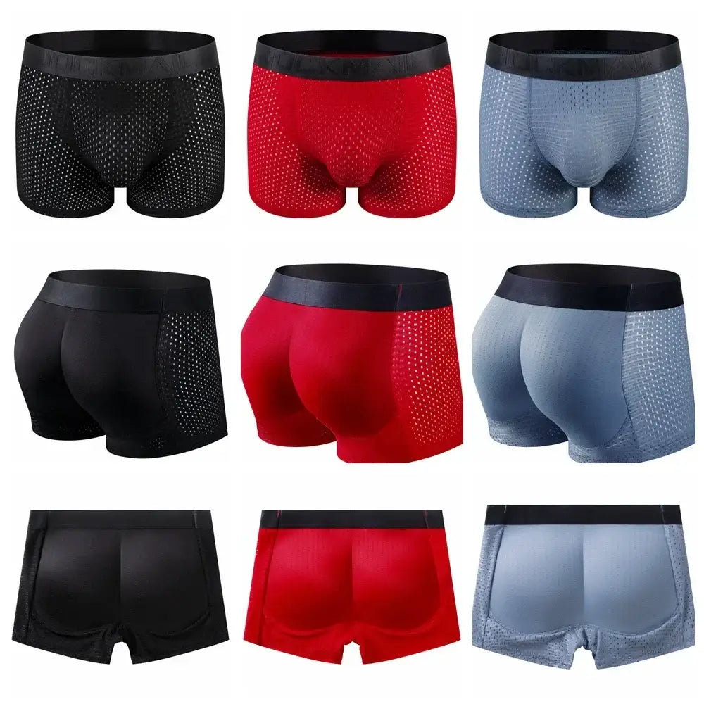 Shorts Boxer Rembourrés Hommes Avec Faux Fesses Et Rehausseur Nylon