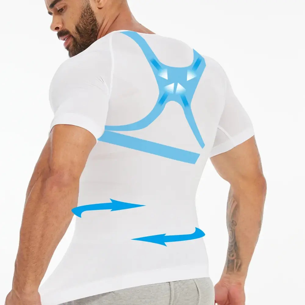 T-Shirt de Compression Homme Col en V Manches Courtes Contrôle Ventre