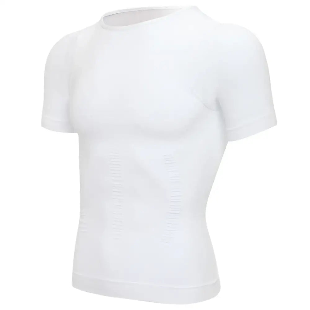 T-Shirt de Compression Homme Col en V Manches Courtes Contrôle Ventre - Violet / M / CHINA