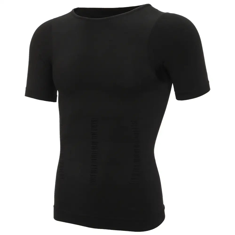 T-Shirt de Compression Homme Col en V Manches Courtes Contrôle Ventre - Crew neck black / 2XL / CHINA