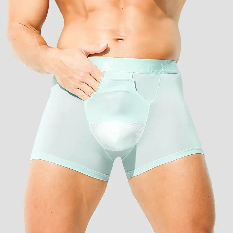 Boxer Homme Soie Glacée Soutien Scrotal Style Été 2025 Fendu