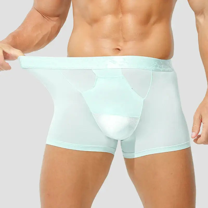 Boxer Homme Soie Glacée Soutien Scrotal Style Été 2025 Fendu