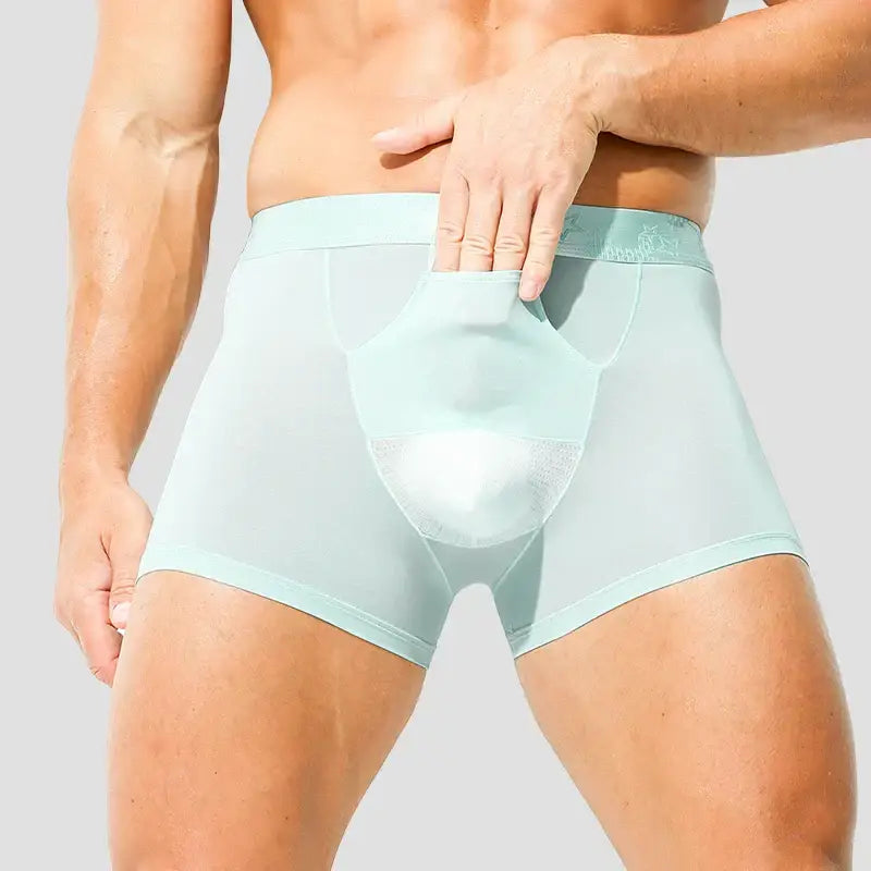 Boxer Homme Soie Glacée Soutien Scrotal Style Été 2025 Fendu