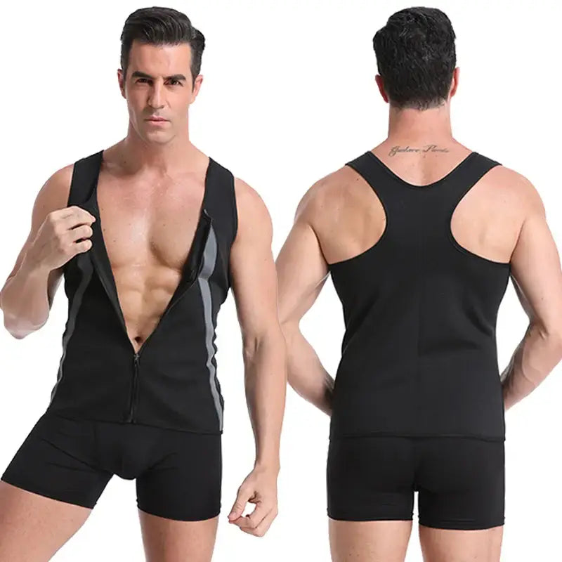 Chemise Compression Homme Ventre Contrôle Sans Manches Neoprène Noir - Black X back / M / CHINA