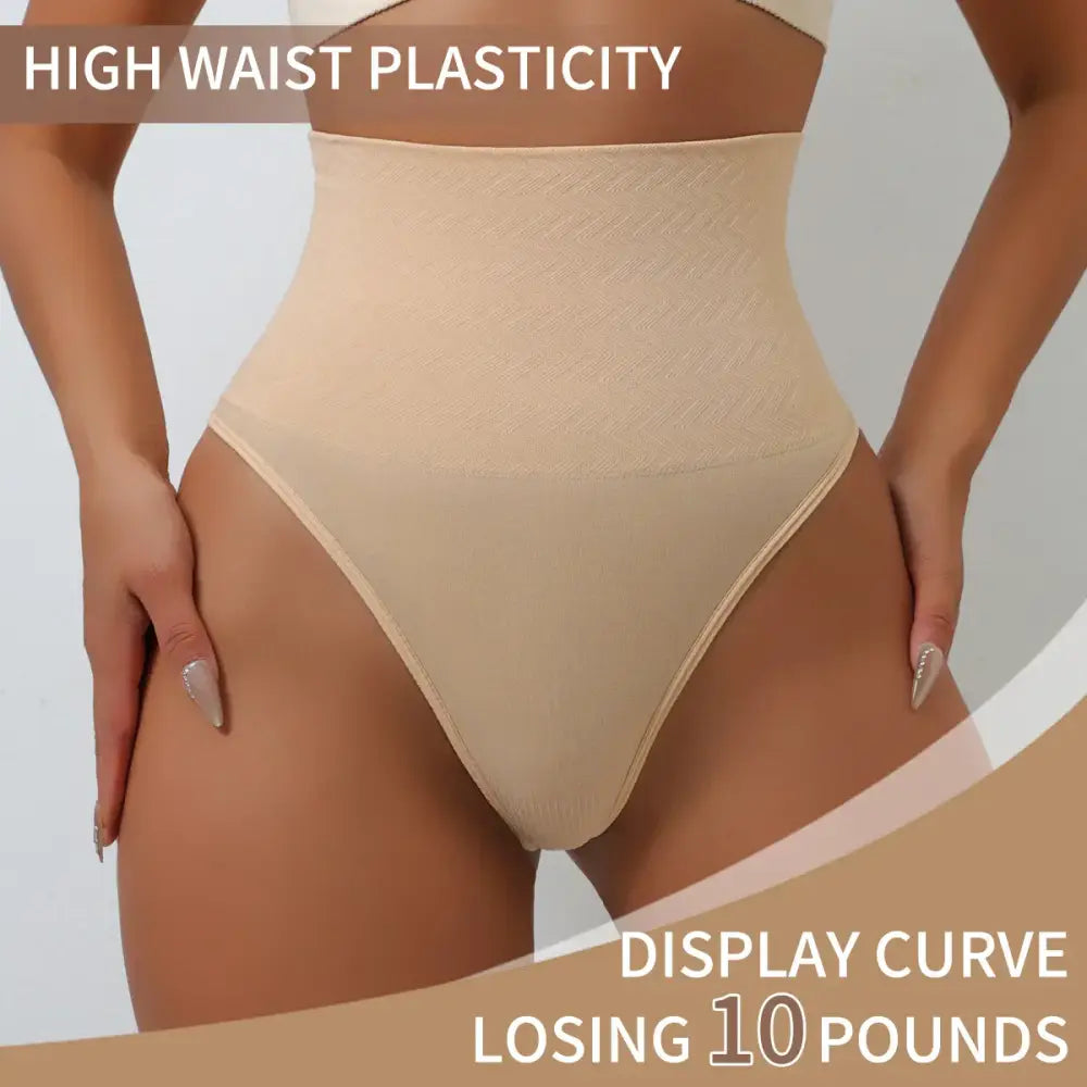 Culottes String Femme Taille Haute Contrôle Ventre Sculptant Nylon Élasthanne