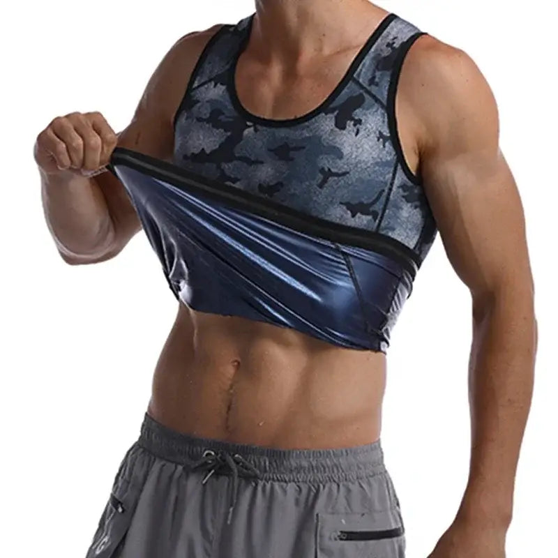 Gilet Sauna Homme Taille Formateur Ventre Plat Compression Entraînement - Inner Blue / SM