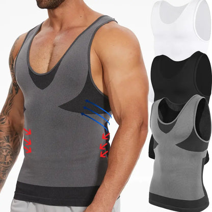 Shapewear Homme Minceur T-Shirt Compression Ventre Contrôle Élastique