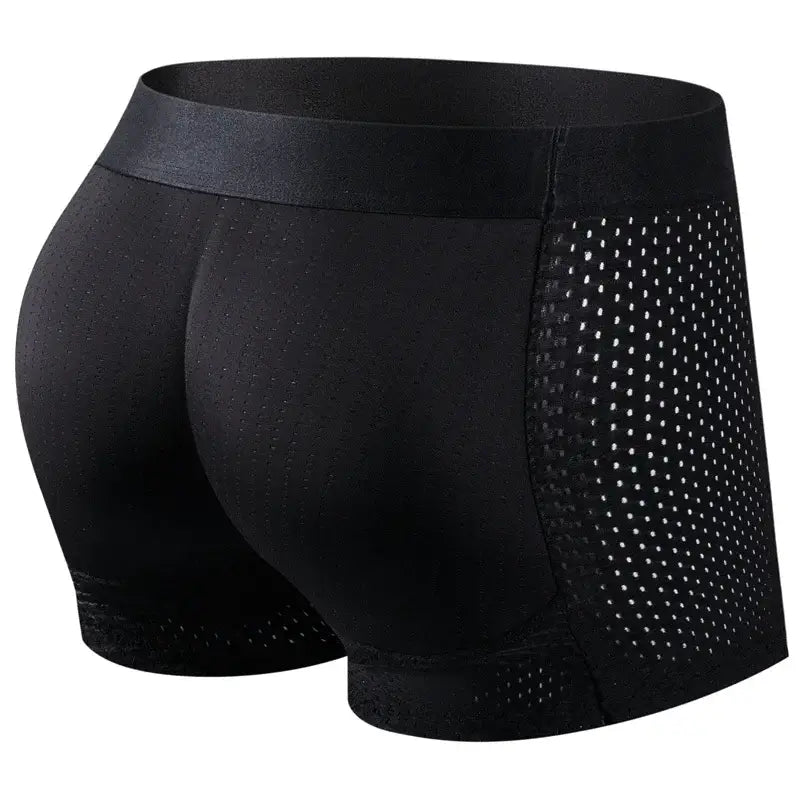 Shorts Boxer Rembourrés Hommes Avec Faux Fesses Et Rehausseur Nylon - M / JM467Black